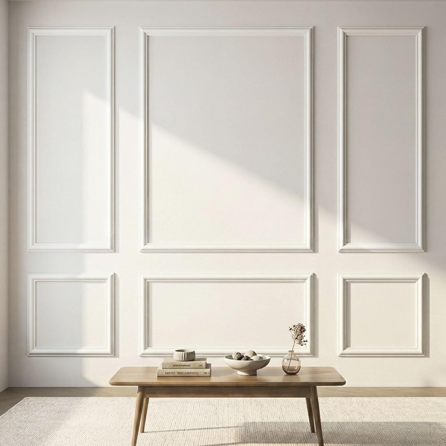 Wandlijstenset, voorgesneden, 6 stuks, decoratieve panelen, montageklaar, van piepschuim, overschilderbaar, wanddecoratie voor woonkamer en slaapkamer, montage met lijm