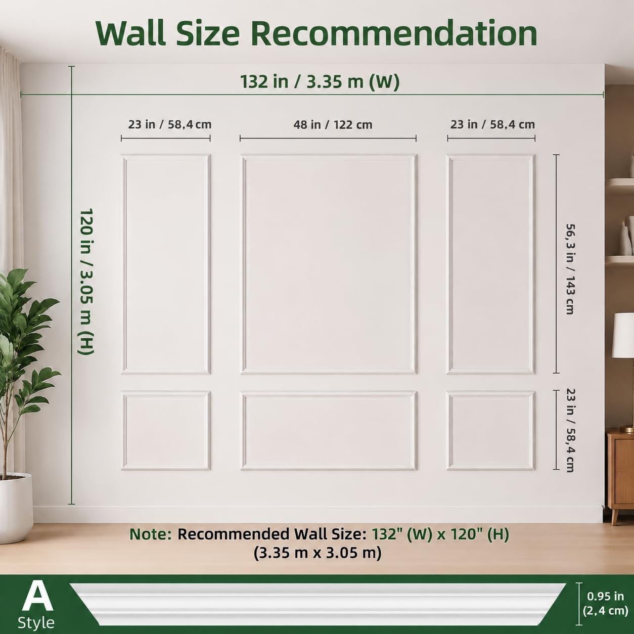 Wandlijstenset, voorgesneden, 6 stuks, decoratieve panelen, montageklaar, van piepschuim, overschilderbaar, wanddecoratie voor woonkamer en slaapkamer, montage met lijm