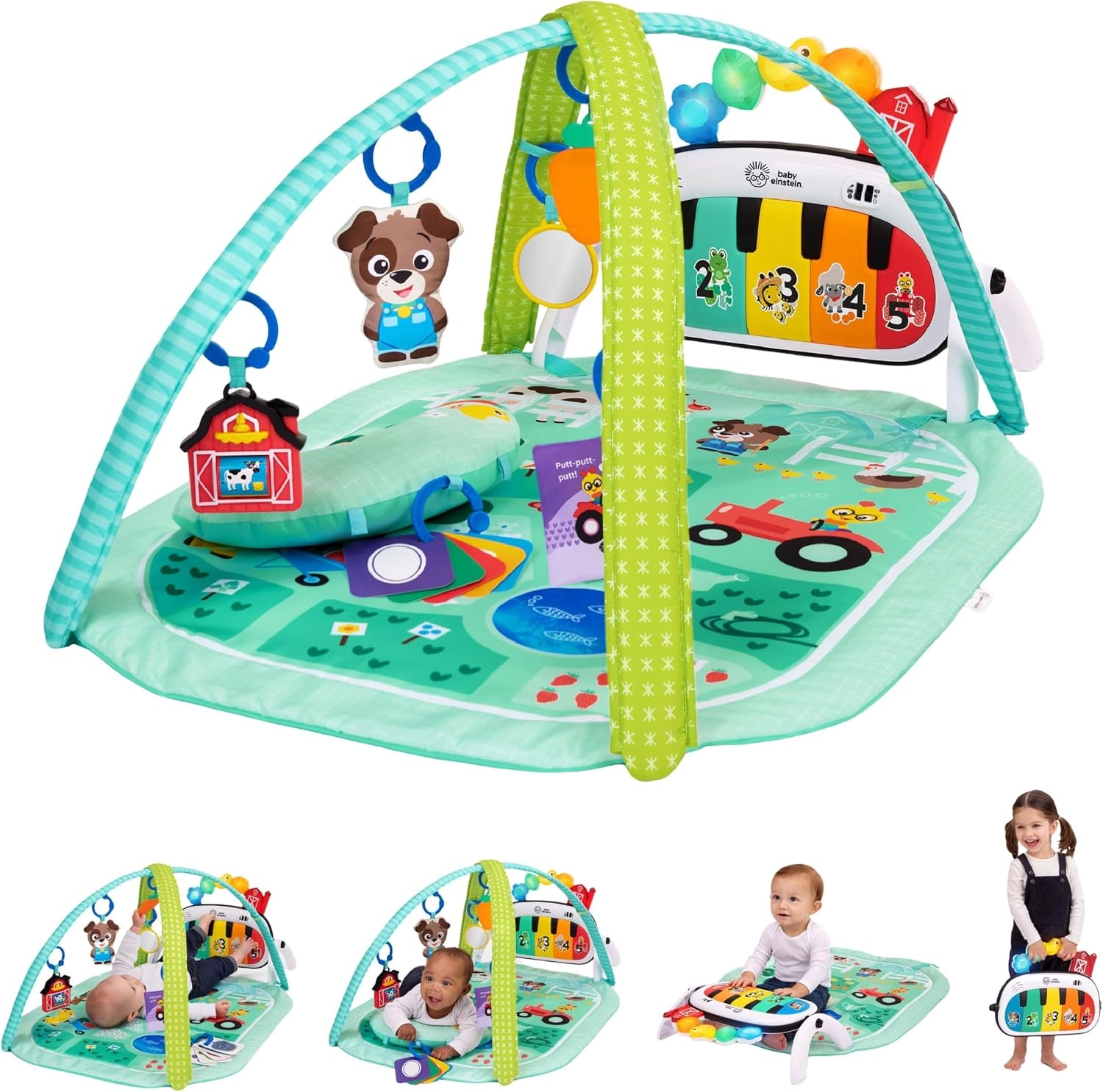 Baby Einstein Farm Explorers 4-in-1 Kickin' Tunes Muzikale Weide Muziek & Taalontdekking Gym, vanaf 0 maanden