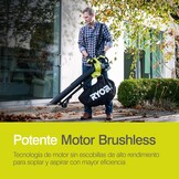 RYOBI - 18 Volt ONE+ draadloze stofzuigmachine en -versnipperaar - Borstelloos - 201 km/u - OBV18