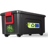 Iris Ohyama Opbergbox met Deksel - 75L - Zwart - Stapelbaar