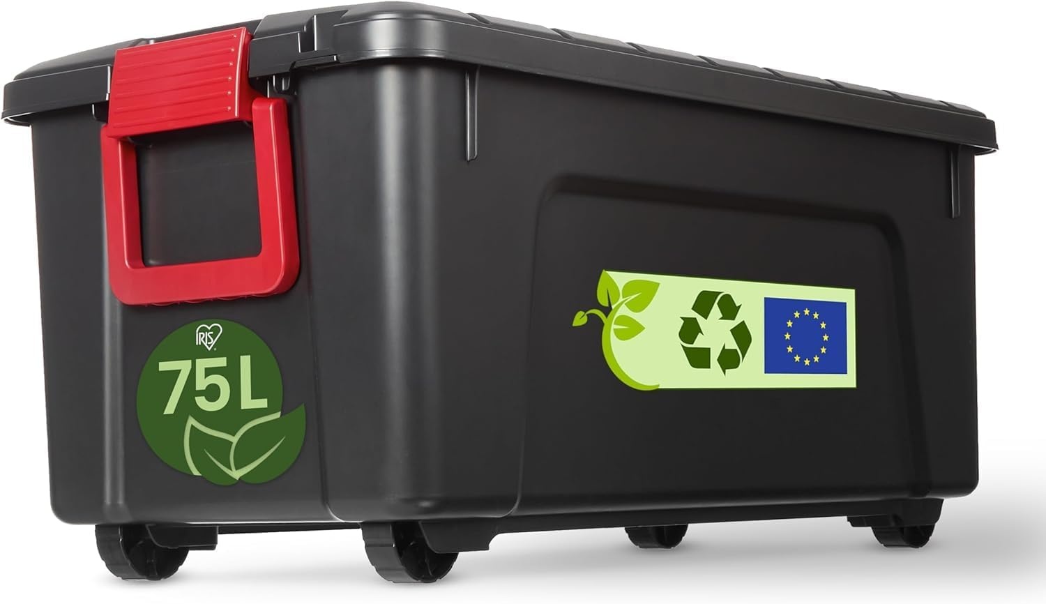 Iris Ohyama Opbergbox met Deksel - 75L - Zwart - Stapelbaar