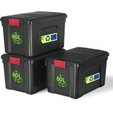 Iris Ohyama Opbergbox met Deksel - 75L - Zwart - Stapelbaar