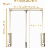 Kledingstang, uittrekbaar, belastbaar 30 kg, verstelbare kapstok, kledingstang, kledingkast, breedte verstelbaar, 89-121 cm.