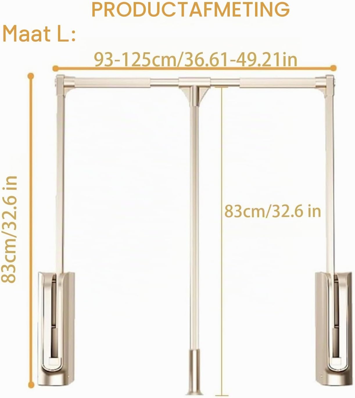 Kledingstang, uittrekbaar, belastbaar 30 kg, verstelbare kapstok, kledingstang, kledingkast, breedte verstelbaar, 89-121 cm.