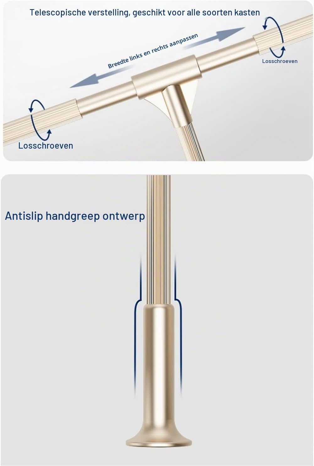 Kledingstang, uittrekbaar, belastbaar 30 kg, verstelbare kapstok, kledingstang, kledingkast, breedte verstelbaar, 89-121 cm.