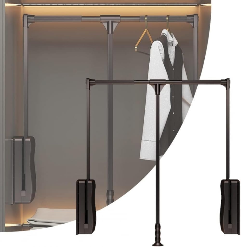 Kledingstang, uittrekbaar, belastbaar 30 kg, verstelbare kapstok, kledingstang, kledingkast, breedte verstelbaar, 89-121 cm.