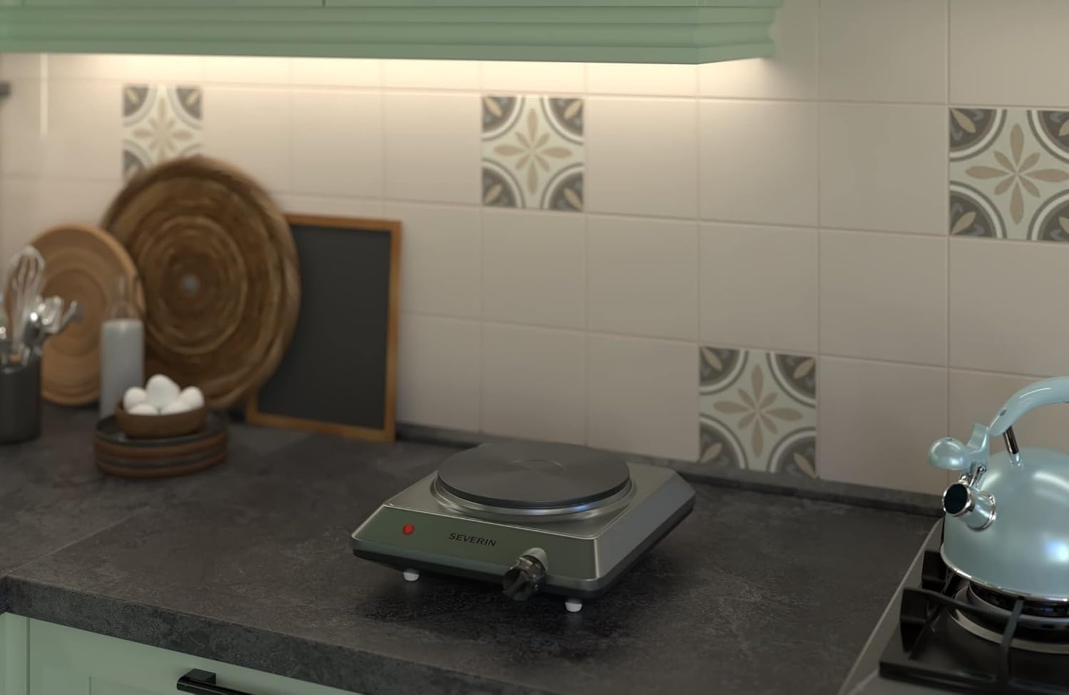 SEVERIN Compacte Kookplaat 18 cm - 1500W - RVS/Zwart