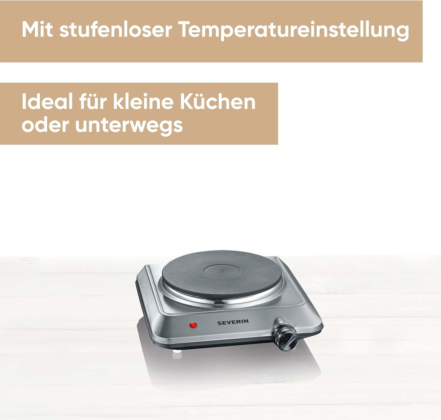 SEVERIN Compacte Kookplaat 18 cm - 1500W - RVS/Zwart