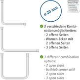 WENKO Universele Hoekdouchestang 80 x 80 cm - Aluminium - Zwart