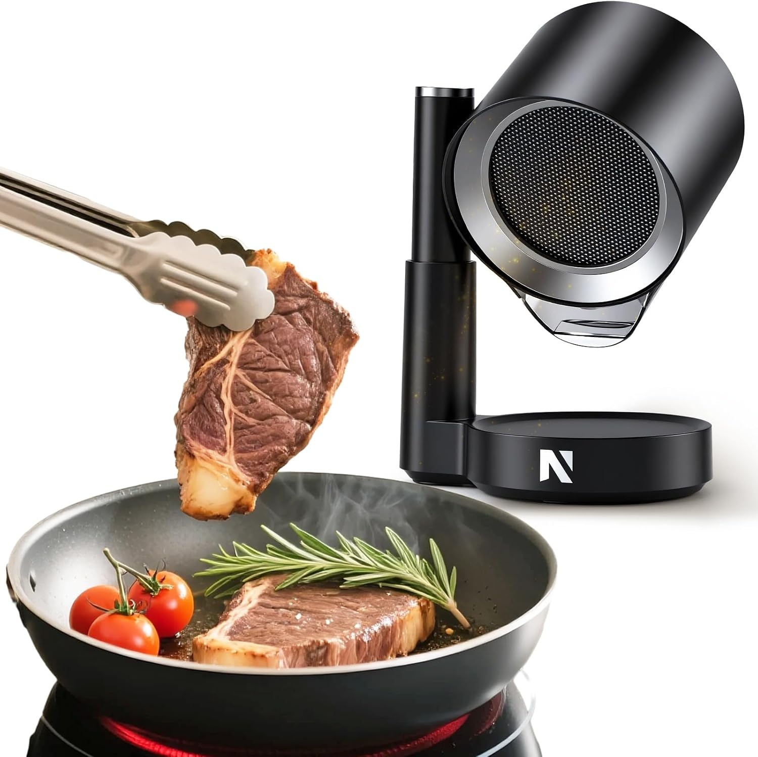 NEWTRY Draagbare afzuigkap, krachtige 3 snelheden, compacte mini-afzuigkap, draagbaar, met 2 wasbare filters, voor huis, keuken, caravan, buiten, hotpot, grill