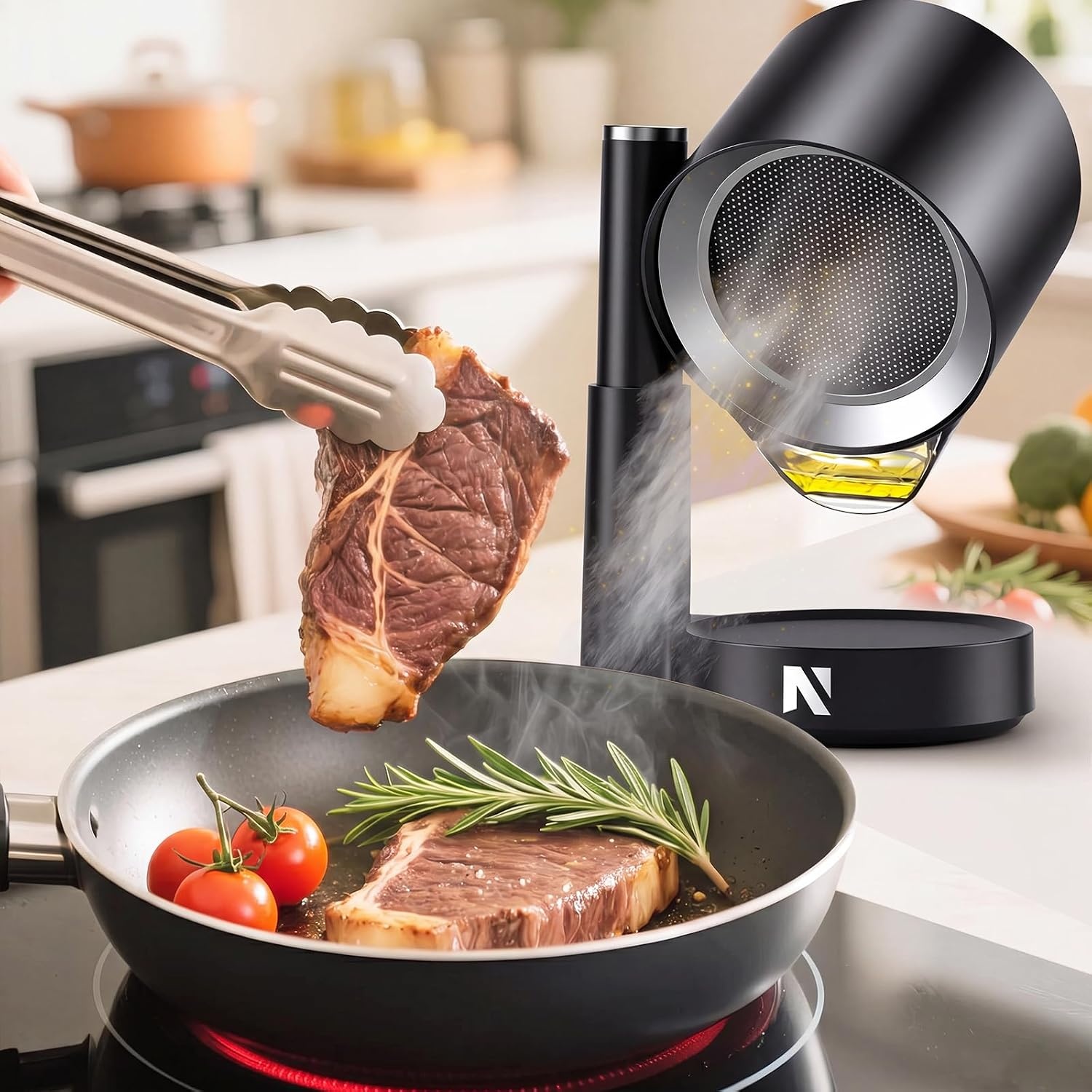 NEWTRY Draagbare afzuigkap, krachtige 3 snelheden, compacte mini-afzuigkap, draagbaar, met 2 wasbare filters, voor huis, keuken, caravan, buiten, hotpot, grill