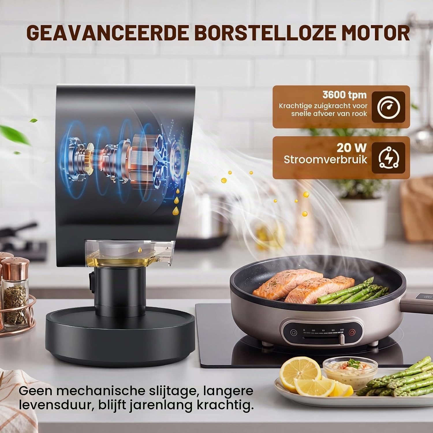 NEWTRY Draagbare afzuigkap, krachtige 3 snelheden, compacte mini-afzuigkap, draagbaar, met 2 wasbare filters, voor huis, keuken, caravan, buiten, hotpot, grill