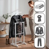 HAKU Dressboy Kledingstandaard - Wit - Massief Hout - 47 x 102 x 36 cm