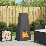 vidaXL Vuurkom Zwart 50 x 35 x 100 cm weervast staal