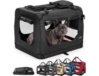 lionto Opvouwbare Hondenbench - Transporttas voor Huisdieren - 70 x 52 x 50 cm - Zwart