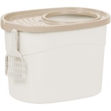 Iris Ohyama, Grote kunststof kattenbak met boveningang, inclusief schep en deksel met ventilatiegaten, L52 x D37,5 x H36,5 cm, BPA-vrij, schephouder, voor katten, TECL-20, wit/beige