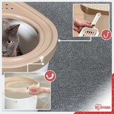 Iris Ohyama, Grote kunststof kattenbak met boveningang, inclusief schep en deksel met ventilatiegaten, L52 x D37,5 x H36,5 cm, BPA-vrij, schephouder, voor katten, TECL-20, wit/beige