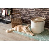 Iris Ohyama, Grote kunststof kattenbak met boveningang, inclusief schep en deksel met ventilatiegaten, L52 x D37,5 x H36,5 cm, BPA-vrij, schephouder, voor katten, TECL-20, wit/beige