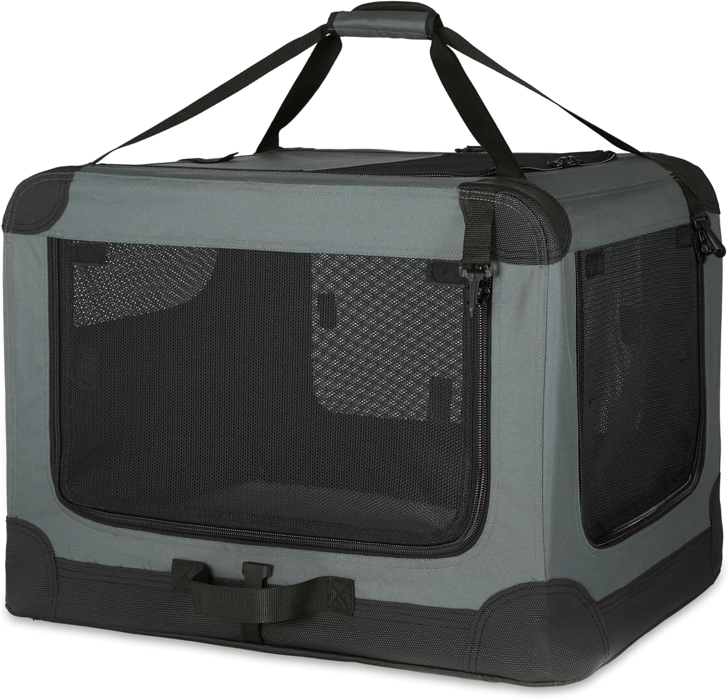 Amazon Basics Draagbare Hondenbench - Opvouwbaar - Maat L (91 x 61 x 61 cm) - Grijs