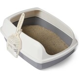 Amazon Basics Grote Open Kattenbak met Schep - Wit/Grijs - 51 x 38 x 20 cm