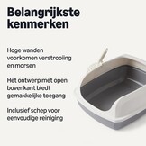Amazon Basics Grote Open Kattenbak met Schep - Wit/Grijs - 51 x 38 x 20 cm