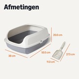 Amazon Basics Grote Open Kattenbak met Schep - Wit/Grijs - 51 x 38 x 20 cm