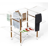 vounot Droogrek, grote capaciteit, 173 x 94 x 123 cm, uittrekbaar, opvouwbaar, met wielen en net, multifunctioneel, houtimitatie, voor binnen en buiten, wit