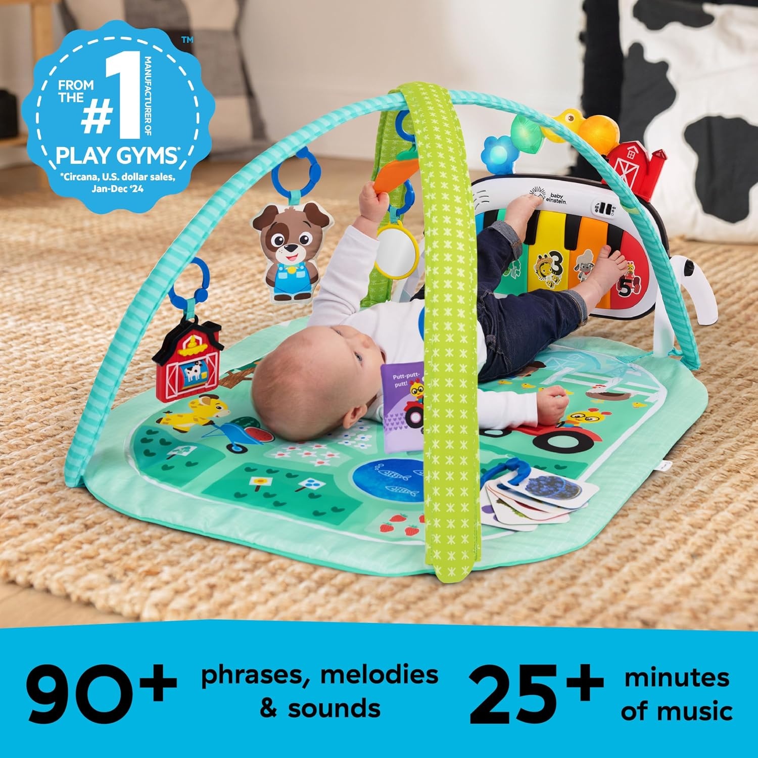 Baby Einstein Farm Explorers 4-in-1 Kickin' Tunes Muzikale Weide Muziek & Taalontdekking Gym, vanaf 0 maanden