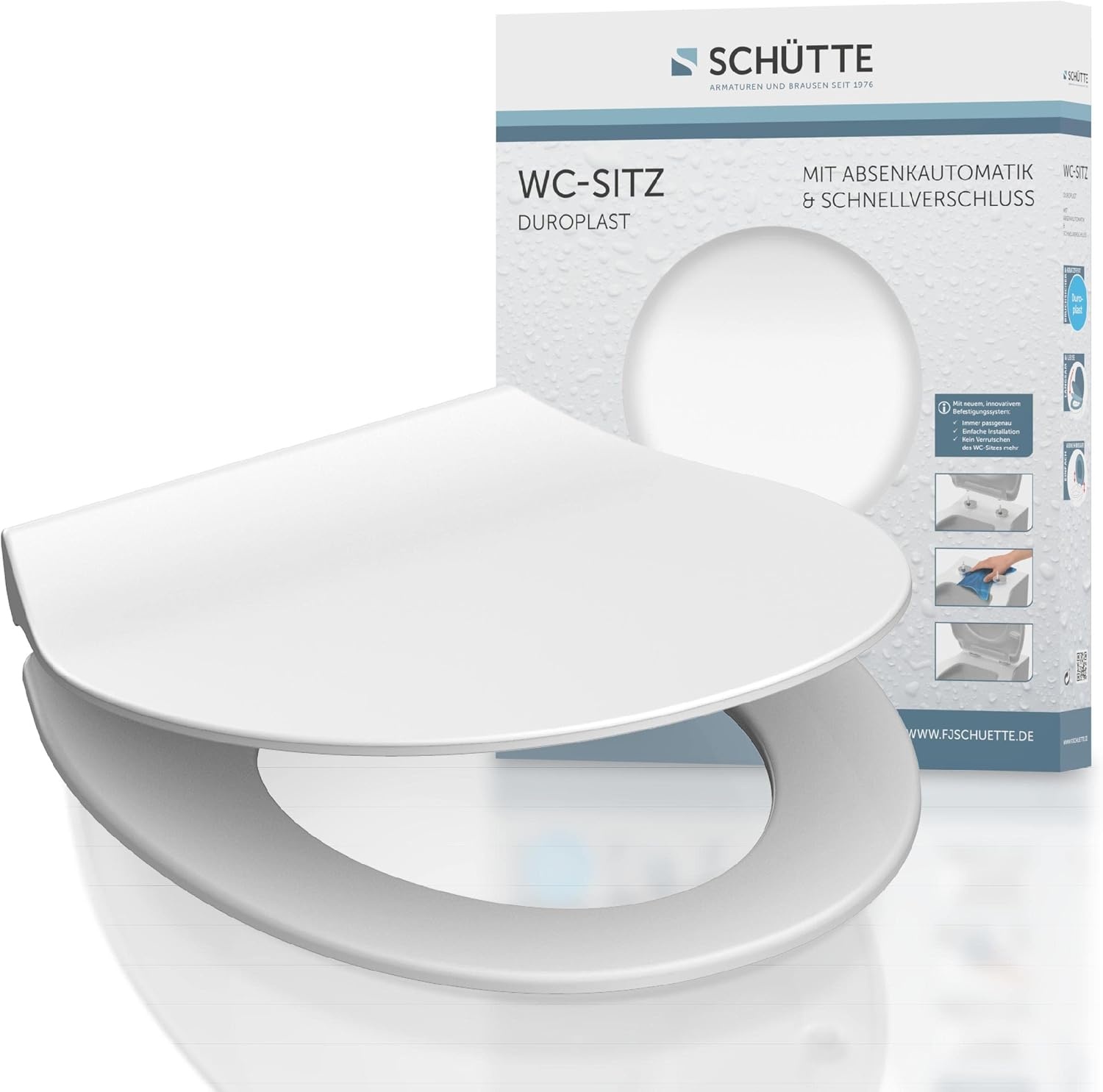 Schütte Slimline Toiletbril met Soft-close en Quick-release - Wit - 45 x 37 cm