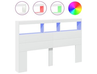 vidaXL Hoofdbordkast met LED-verlichting 160x17x102 cm wit