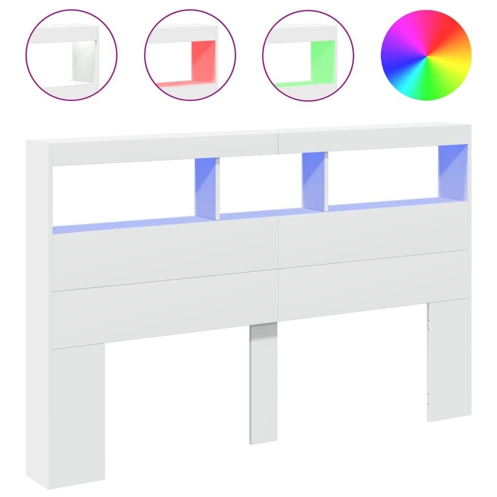 vidaXL Hoofdbordkast met LED-verlichting 160x17x102 cm wit