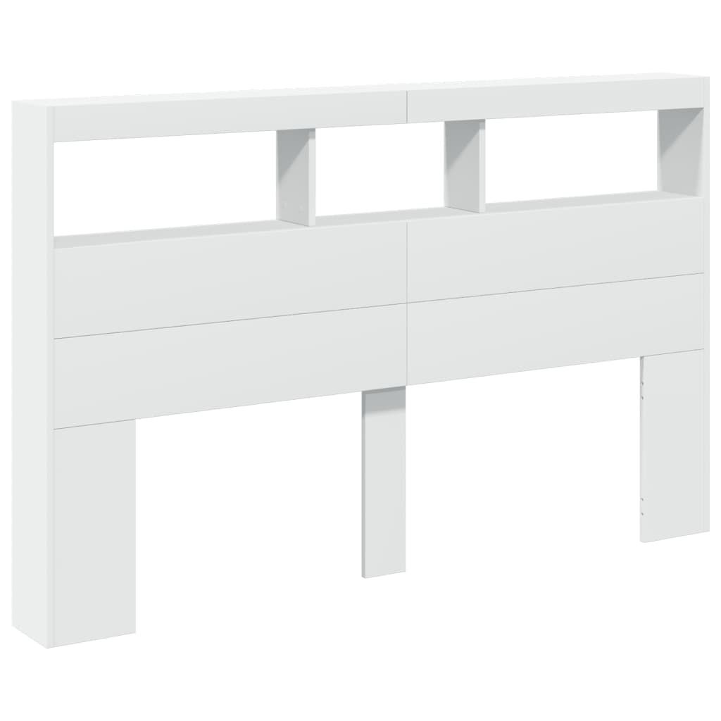vidaXL Hoofdbordkast met LED-verlichting 160x17x102 cm wit
