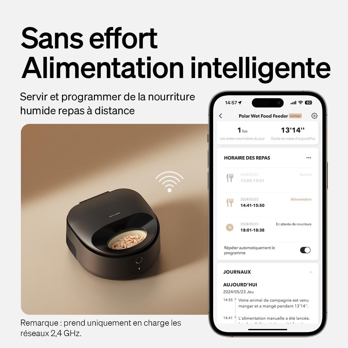 PETLIBRO Voederautomaat voor katten, natvoer, 2,4 GHz wifi smart app-bediening, herziening natvoerautomaat voor katten met halfgeleiderkoeling, 3 dagen echte versheid, wet food voerdispenser voor