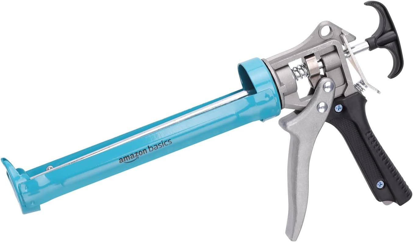Amazon Basics Kitspuit voor 310 ml patronen, blauw/grijs, 12:1 overbrengingsverhouding
