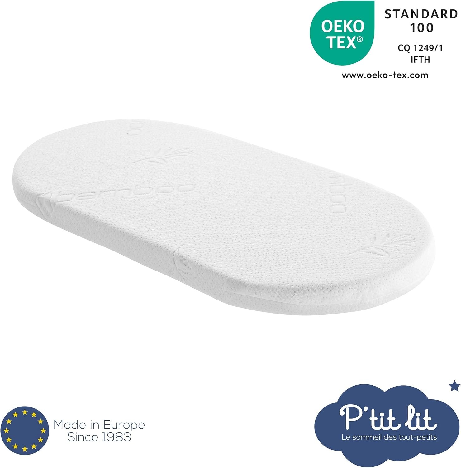 P'tit Lit Bamboe Wiegras - 72x32 cm - Ivoor - Omkeerbaar en Afneembare hoes