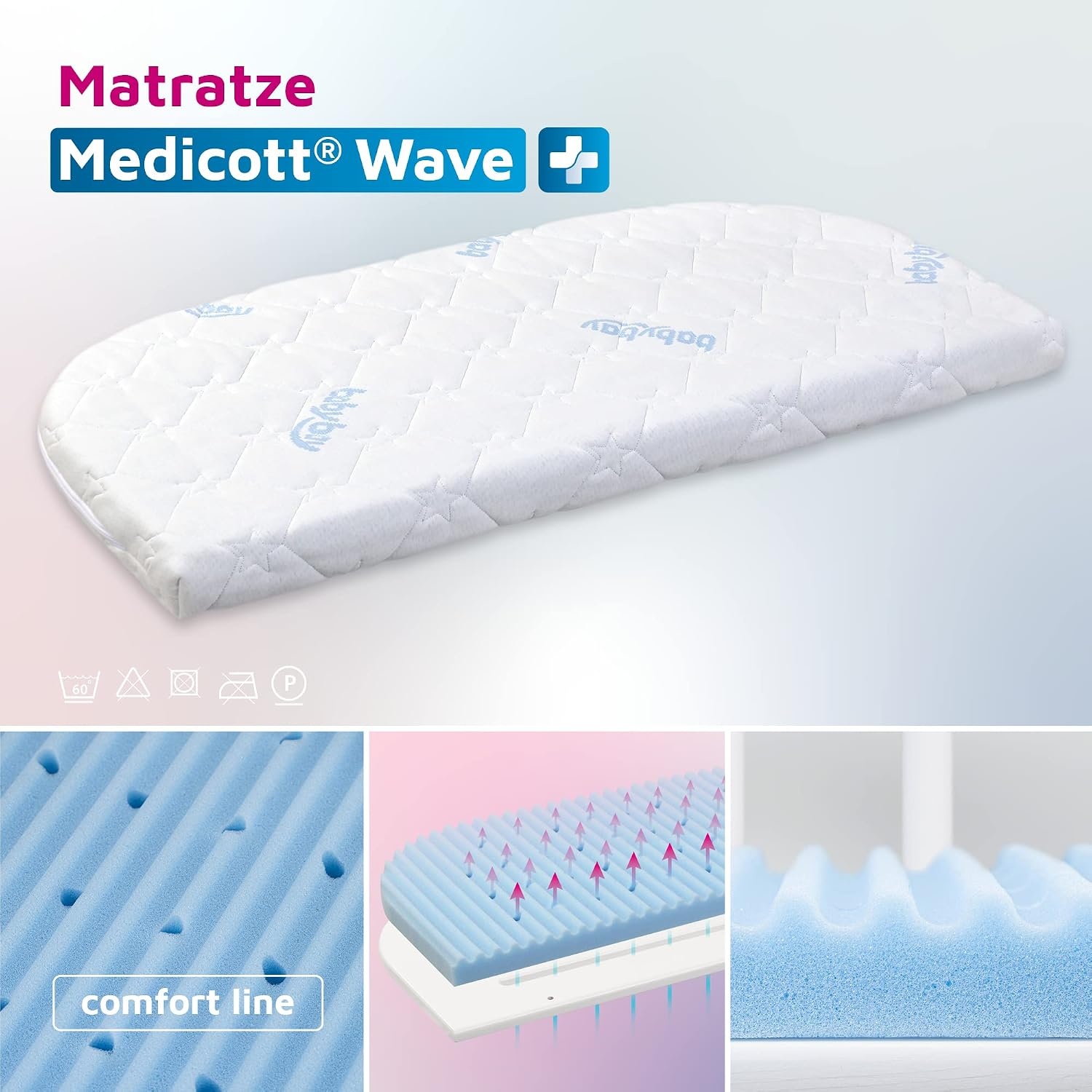 babybay mattress Medicott Wave suitable for model Boxspring XXL Medicott Wave suitable for original model white - Maat geschikt voor origineel model