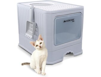 Mobiclinic® pets, Overdekte kattenbak, Uitschuifbare lade, Inclusief schepl, Catbox, Dubbele voor- boveningang met deksel, Bovenrooster, Elegant uiterlijk, Demonteerbare structuur