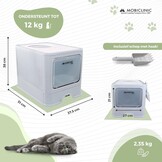 Mobiclinic® pets, Overdekte kattenbak, Uitschuifbare lade, Inclusief schepl, Catbox, Dubbele voor- boveningang met deksel, Bovenrooster, Elegant uiterlijk, Demonteerbare structuur