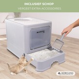 Mobiclinic® pets, Overdekte kattenbak, Uitschuifbare lade, Inclusief schepl, Catbox, Dubbele voor- boveningang met deksel, Bovenrooster, Elegant uiterlijk, Demonteerbare structuur