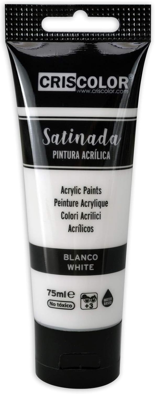 Criscolor 8435621413236 Acrylverfset, 6 kleuren, voor canvas en knutselwerk, gesorteerd, 75 ml (6 stuks)