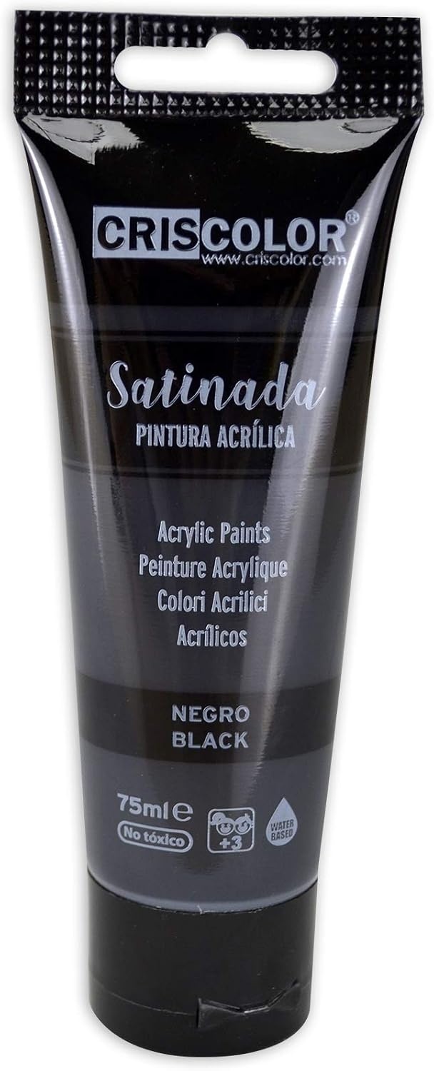 Criscolor 8435621413236 Acrylverfset, 6 kleuren, voor canvas en knutselwerk, gesorteerd, 75 ml (6 stuks)