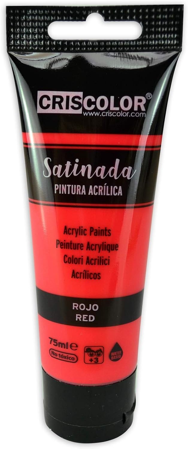 Criscolor 8435621413236 Acrylverfset, 6 kleuren, voor canvas en knutselwerk, gesorteerd, 75 ml (6 stuks)