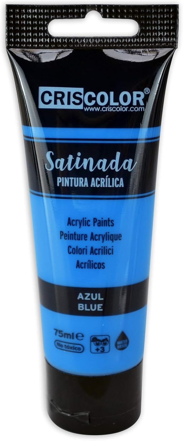 Criscolor 8435621413236 Acrylverfset, 6 kleuren, voor canvas en knutselwerk, gesorteerd, 75 ml (6 stuks)