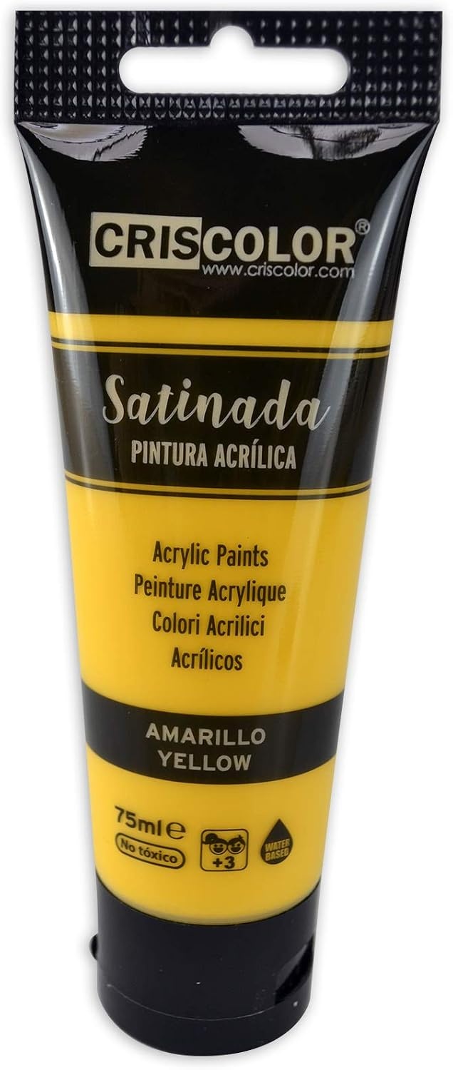 Criscolor 8435621413236 Acrylverfset, 6 kleuren, voor canvas en knutselwerk, gesorteerd, 75 ml (6 stuks)
