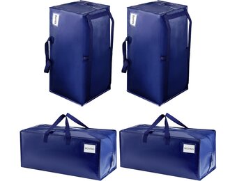 VENO 4-pack verhuiszakken Heavy-Duty extra groot met rugzakriemen, benodigdheden voor verhuizing, sterke handgrepen en ritssluitingen, kledingopslag, verpakking, waszakken, herbruikbaar en duurzaam