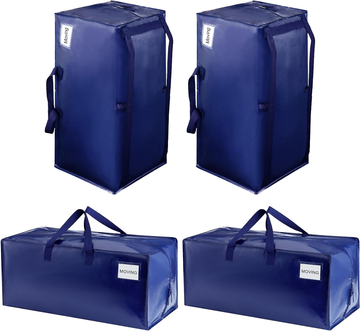 VENO 4-pack verhuiszakken Heavy-Duty extra groot met rugzakriemen, benodigdheden voor verhuizing, sterke handgrepen en ritssluitingen, kledingopslag, verpakking, waszakken, herbruikbaar en duurzaam