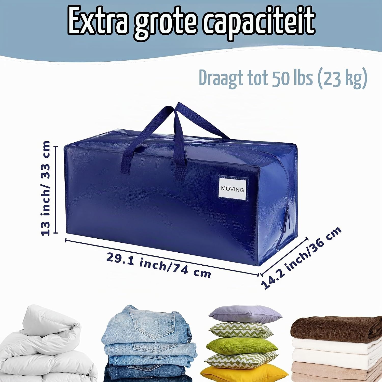 VENO 4-pack verhuiszakken Heavy-Duty extra groot met rugzakriemen, benodigdheden voor verhuizing, sterke handgrepen en ritssluitingen, kledingopslag, verpakking, waszakken, herbruikbaar en duurzaam