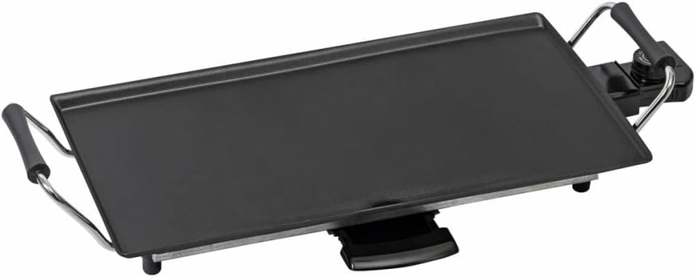 Bestron ektrische Grillplaat, Teppanyaki Tafelgrill met antiaanbaklaag, 1000W, zwart - Maat S