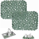 Set van 2 Spoelbakmatten - Pebble Design - Groen - 30 x 40 cm
